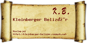 Kleinberger Belizár névjegykártya